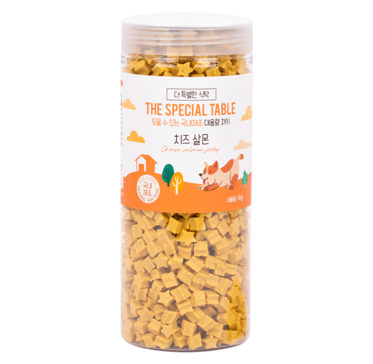 더 특별한 식탁 강아지 대용량 져키 노즈워크 간식, 1kg, 1개, 치즈 살몬