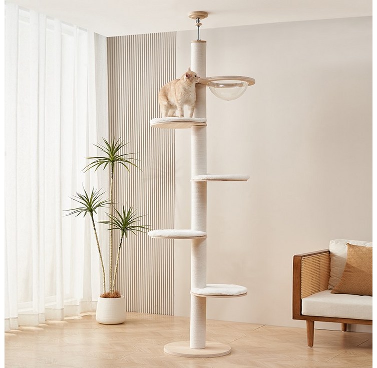 펫인 대형  심플 원목 캣폴 캣타워 화이트