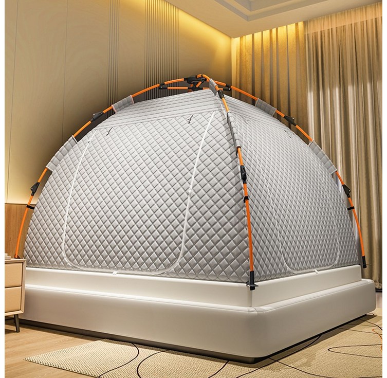 LINSHU 원터치 실내 3층 퀼팅 난방텐트 패밀 거실용 방한 수면텐트