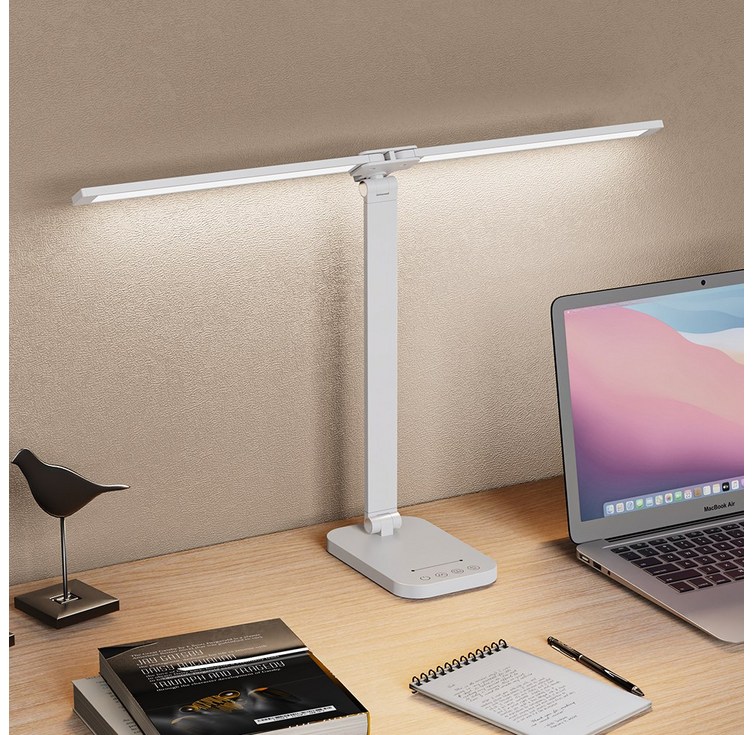 Airwit 독립조절 듀얼 LED 스탠드 조명 시력보호 블루라이트 차단 와이드 조명 무단계 밝기조절 책상 사무실 학습용 사무용 독서용, 화이트