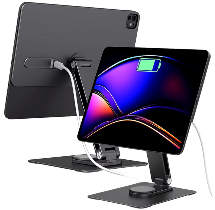 ED 아이패드 마그네틱 무선충전 거치대  아이패드 프로 11 M4 거치대 아이패드 프로 11 M5 거치대 360도 회전거치대, 1개