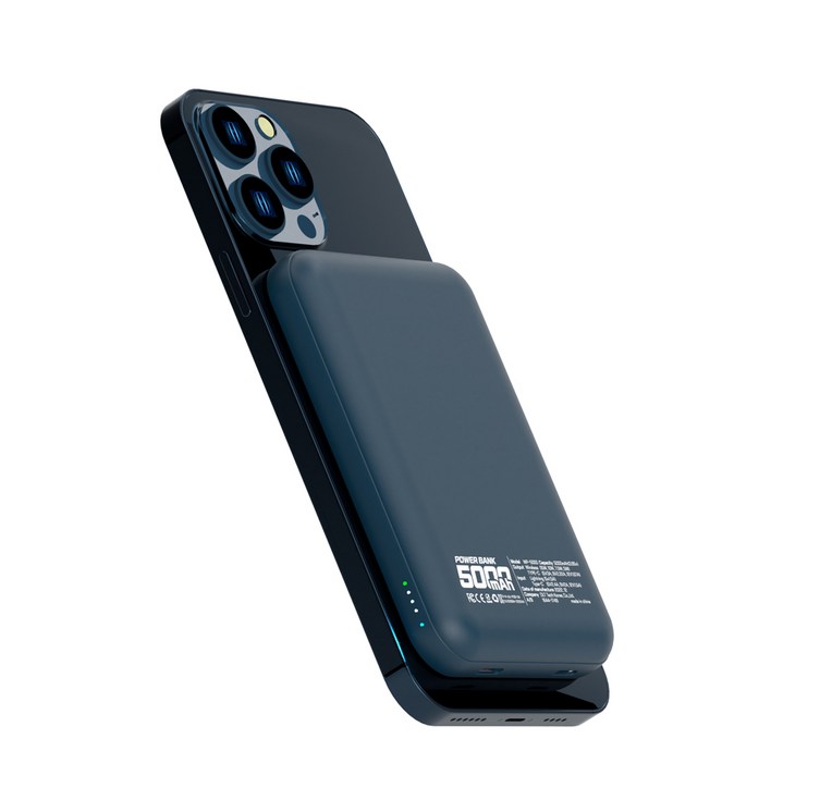 팬톤 무선 충전 마그네틱 맥세이프 호환 미니 보조배터리 5000mAh WP5000, Space Blue