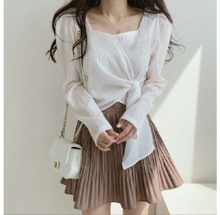 Bahn 레이라 리본 퍼프 긴팔 블라우스