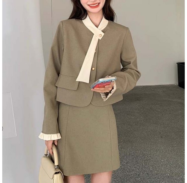 SAHINER 여성 투피스 재킷 스커트 세트 오피스룩 봄가을 BTZ11