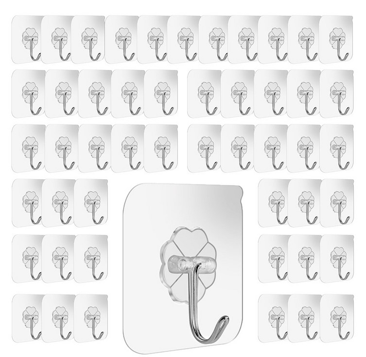 엠케이리빙 접착식 다용도 매직 후크 고리형 50개 욕실 화장실 주방 정리 걸이, 단일색상, 50개 엠케이리빙 접착식 다용도 매직 후크 고리형 50개 욕실 화장실 주방 정리 걸이, 단일색상, 50개