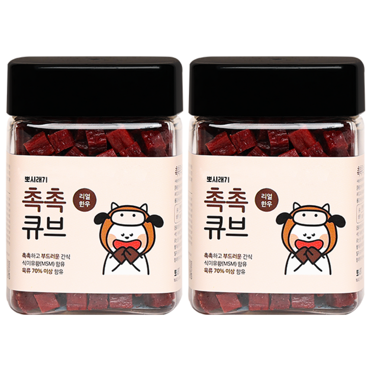 뽀시래기 강아지 촉촉큐브 180g, 한우, 2개