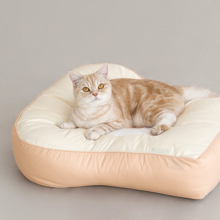 홈랩 기절 펫 식빵 토스트 강아지방석 강아지침대 댕냥쿠션 방수커버 세트, 아이보리베이지, 1세트